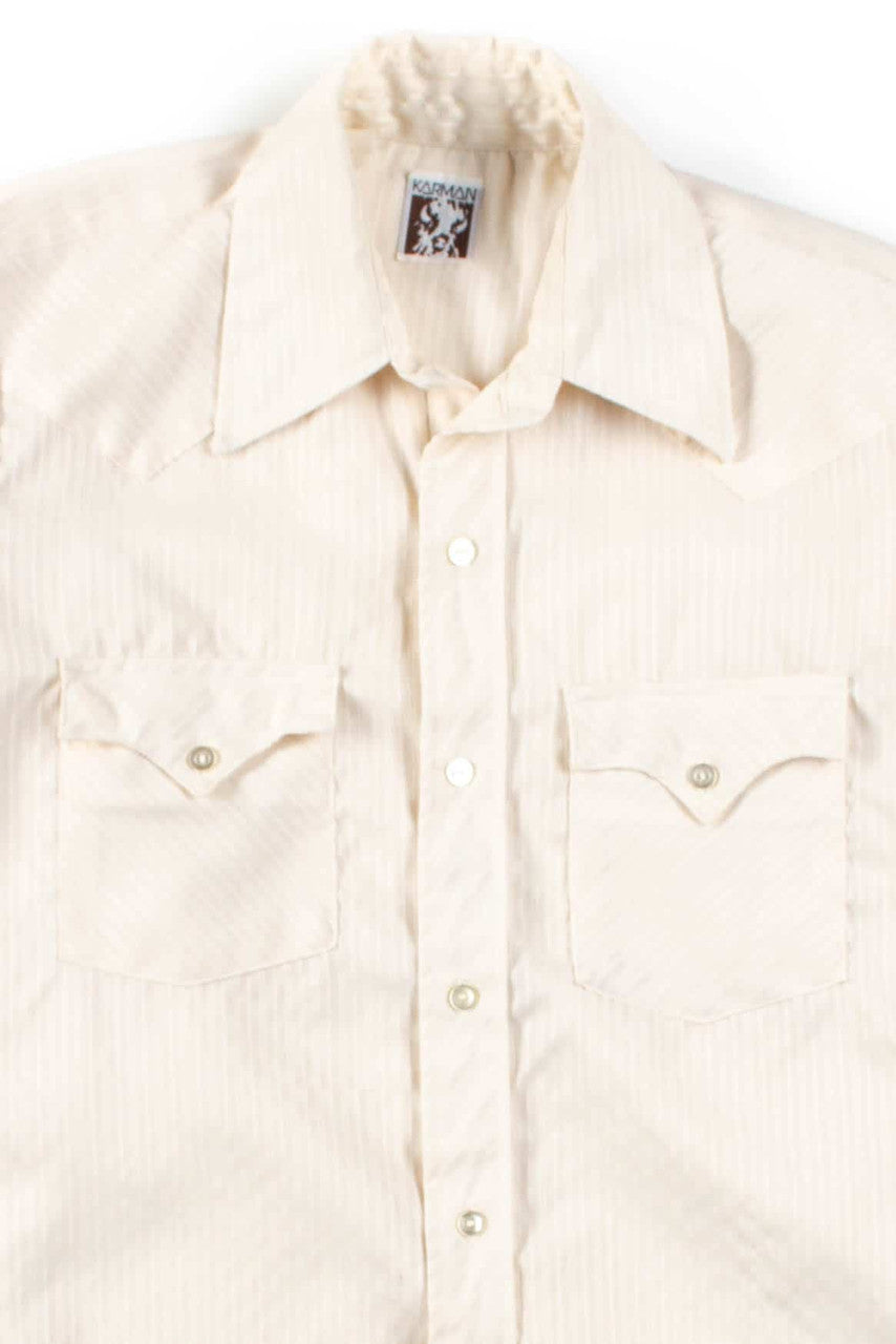 Beige Striped Western Button Up Shirt