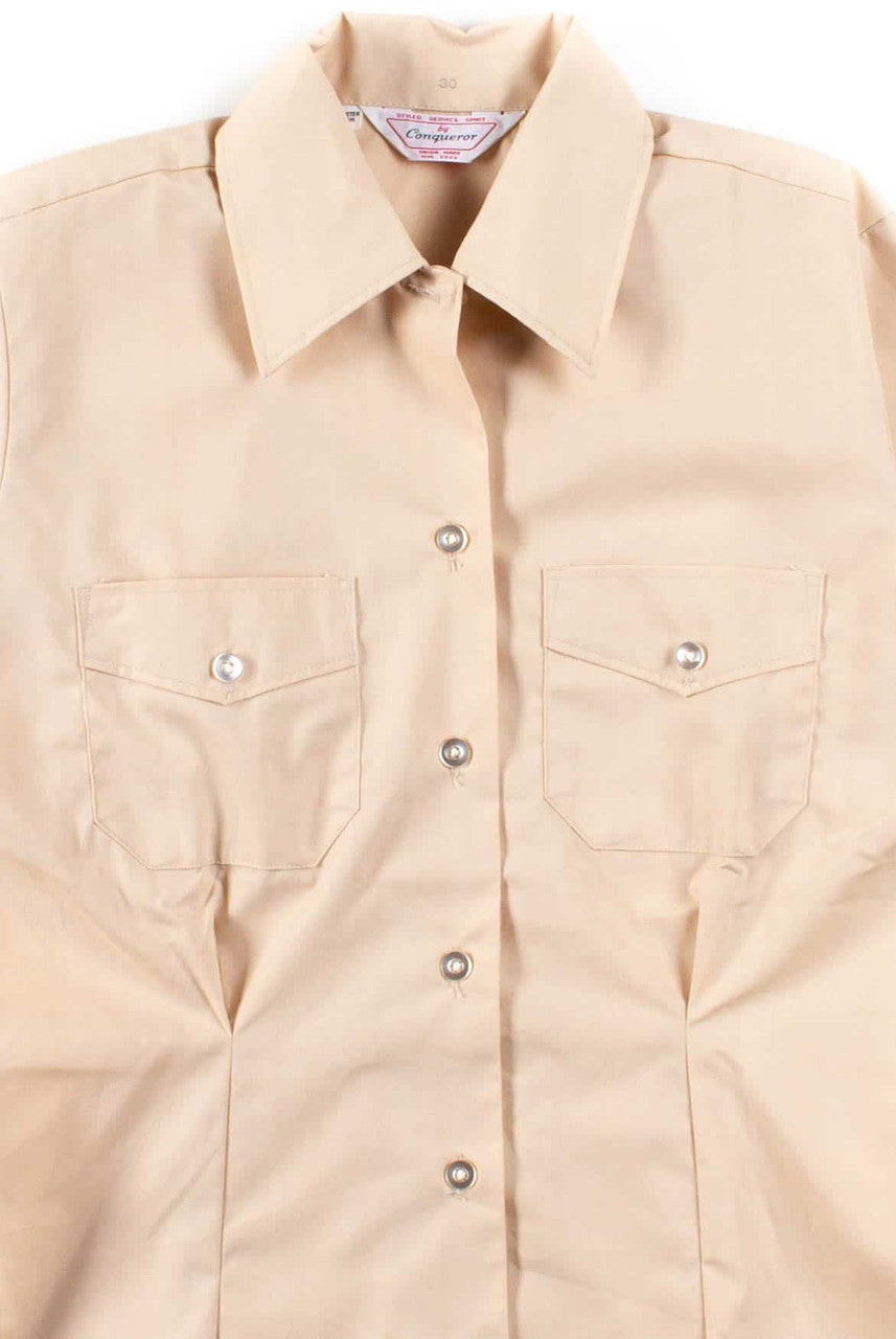 Tan Short Sleeve Button Up Shirt 2