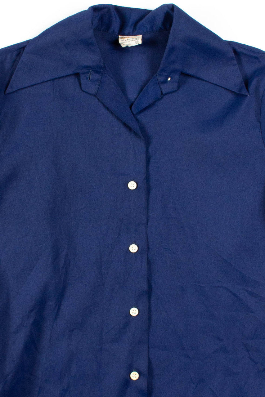 Navy Butterfly Collar Button Up Shirt 1