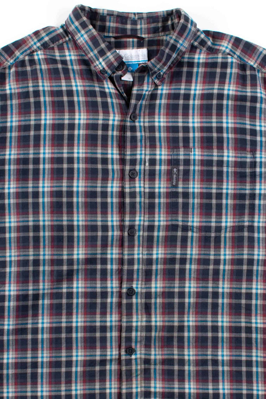Navy Columbia Plaid Button Up Shirt