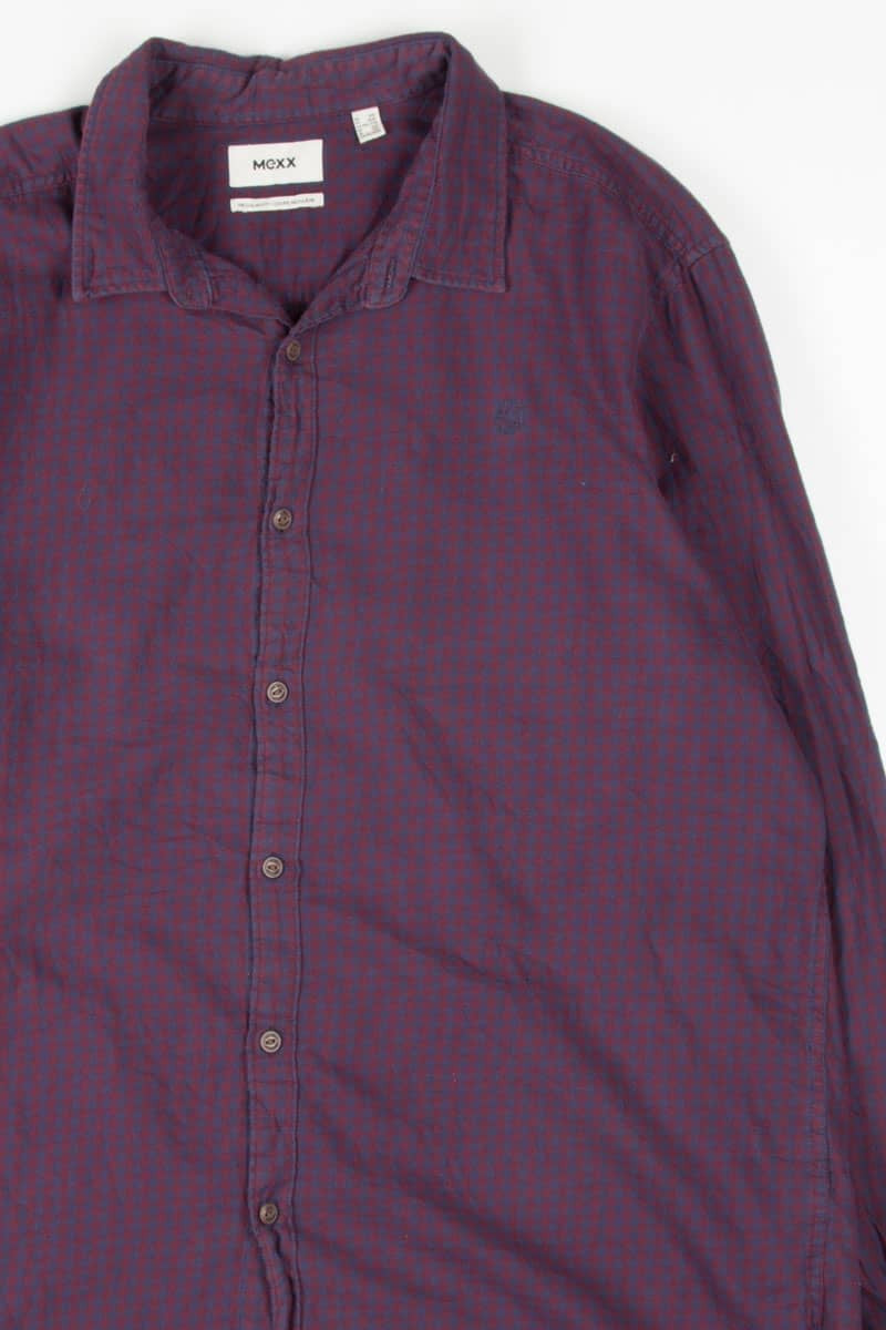 Burgundy Plaid Button Up Shirt 774