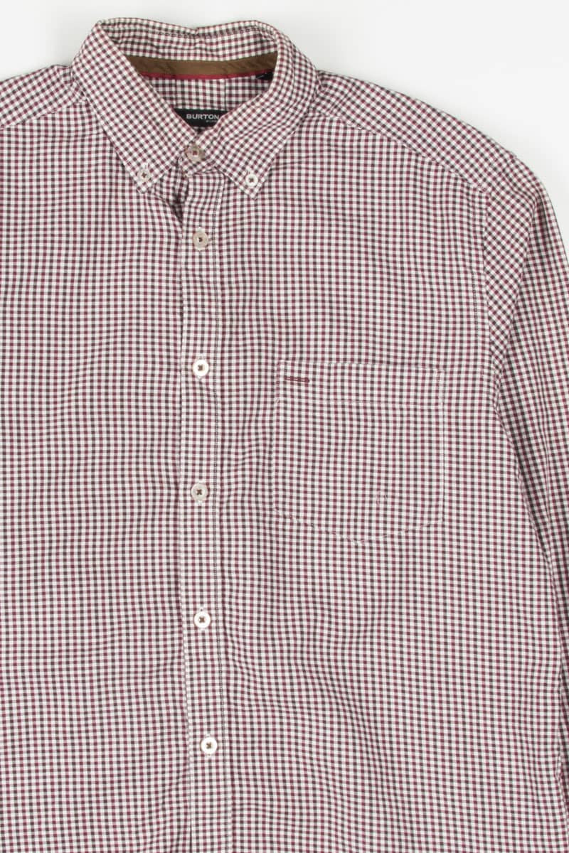 Burgundy & Black Gingham Button Up Shirt 781
