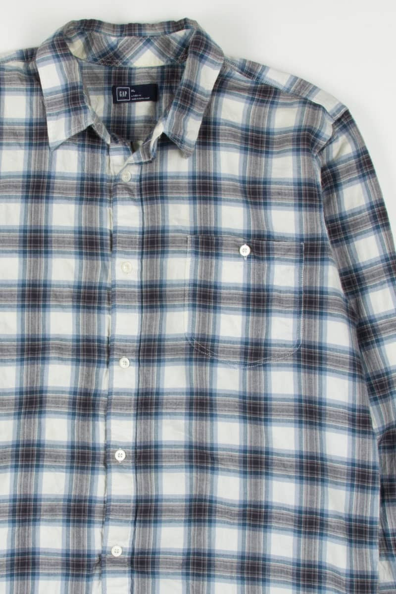 White Plaid Button Up Shirt 785