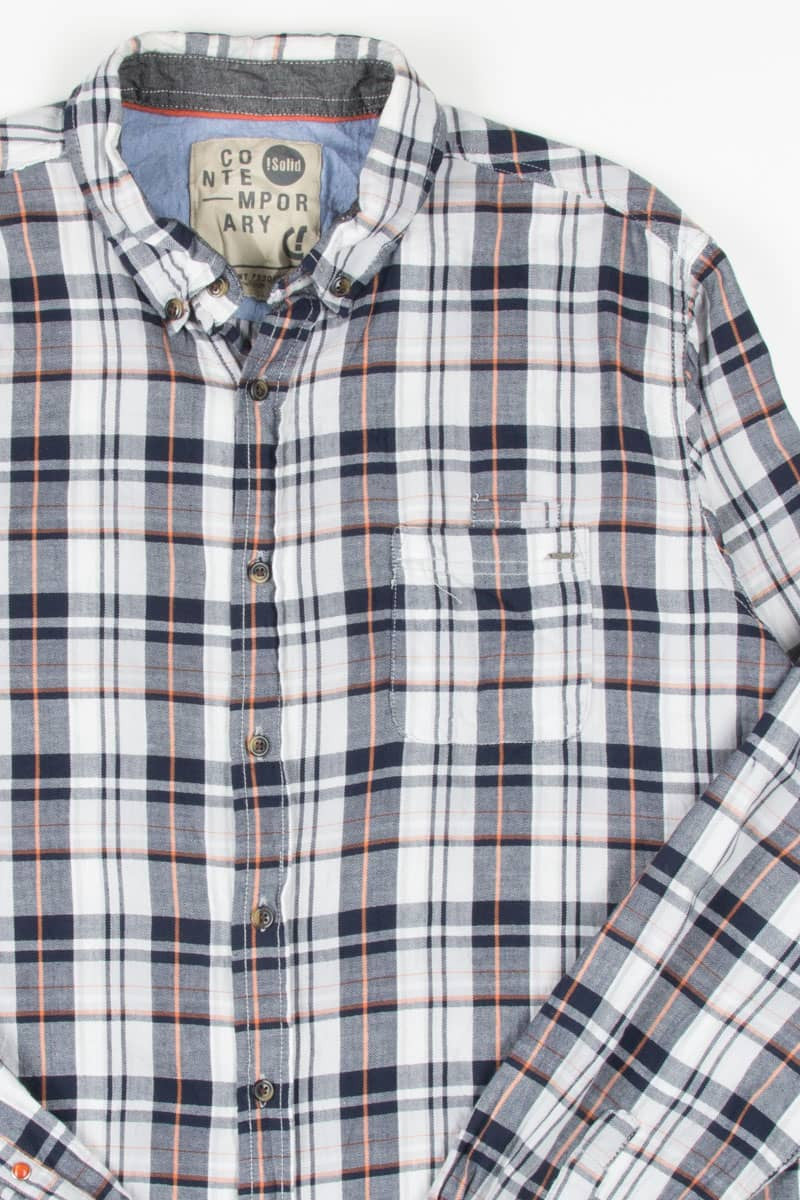 White Plaid Button Up Shirt 788