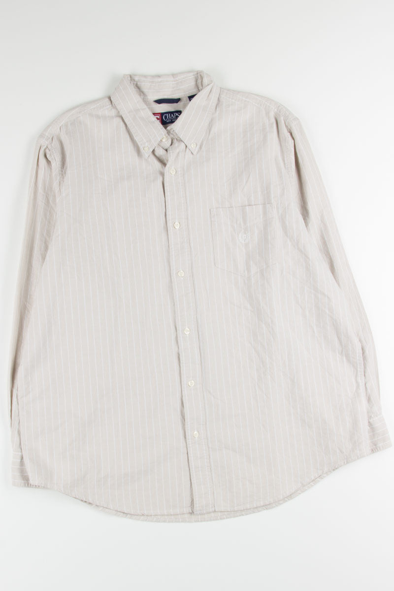 Beige Striped Chaps Button Up Shirt