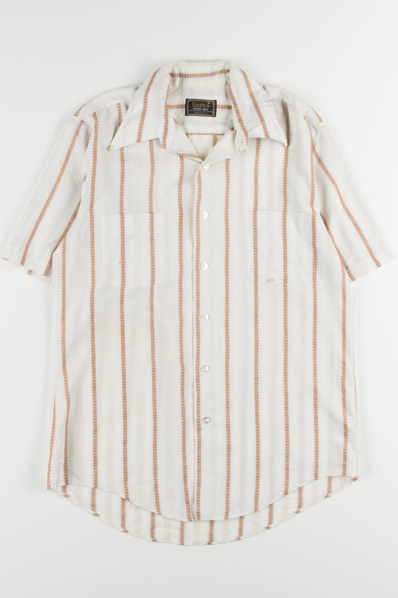 Beige Striped Button Up Shirt 1