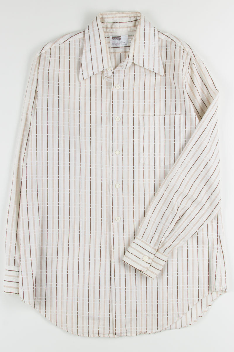 Beige & Rust Striped Button Up Shirt