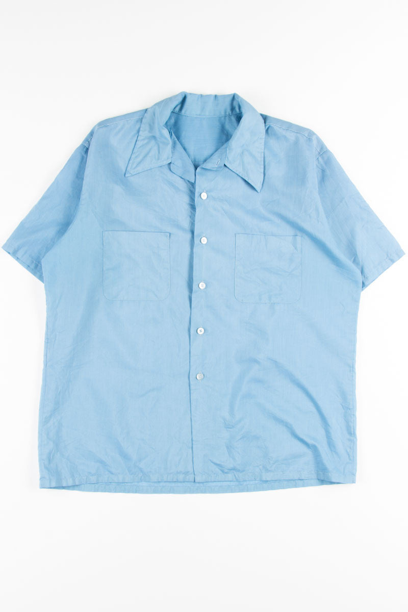 Blue Butterfly Collar Button Up Shirt