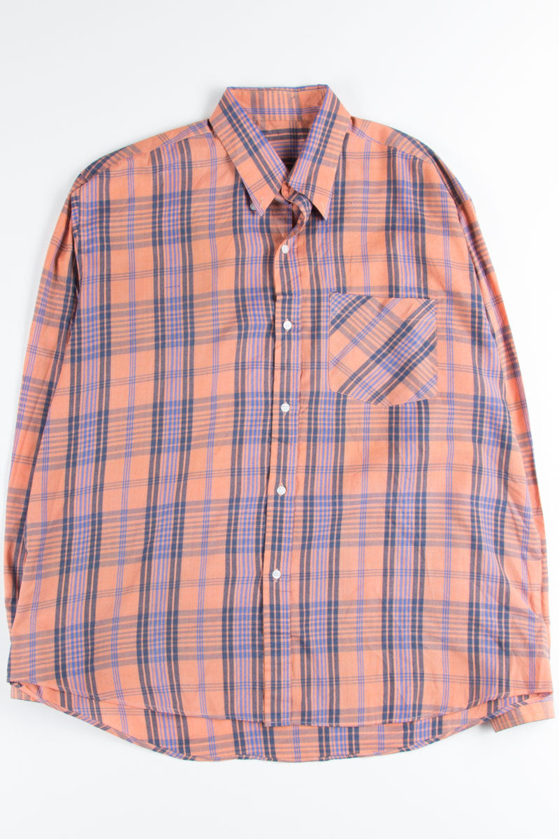 Coral Plaid Button Up Shirt