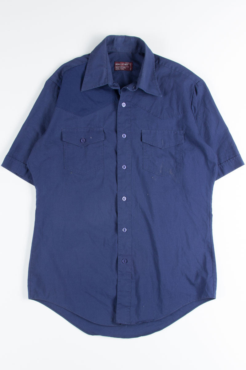 Blue Double Pocket Button Up Shirt