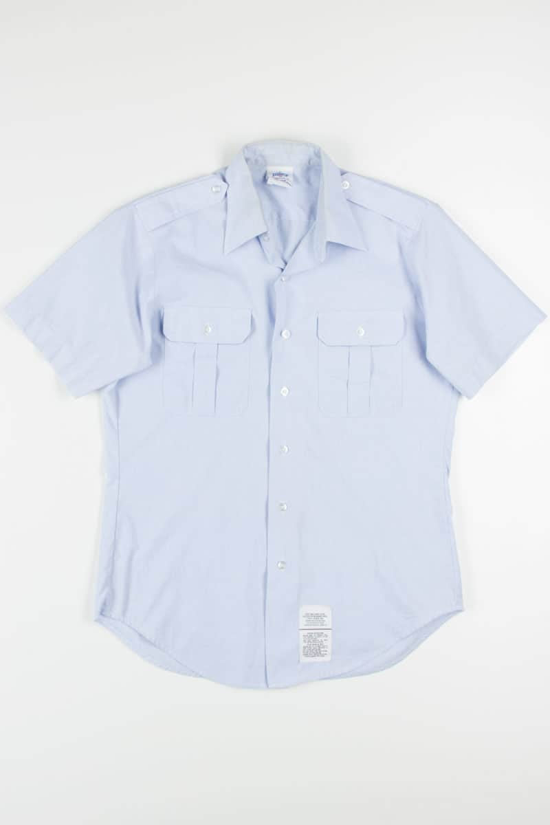 Blue Shoulder Straps Button Up Shirt