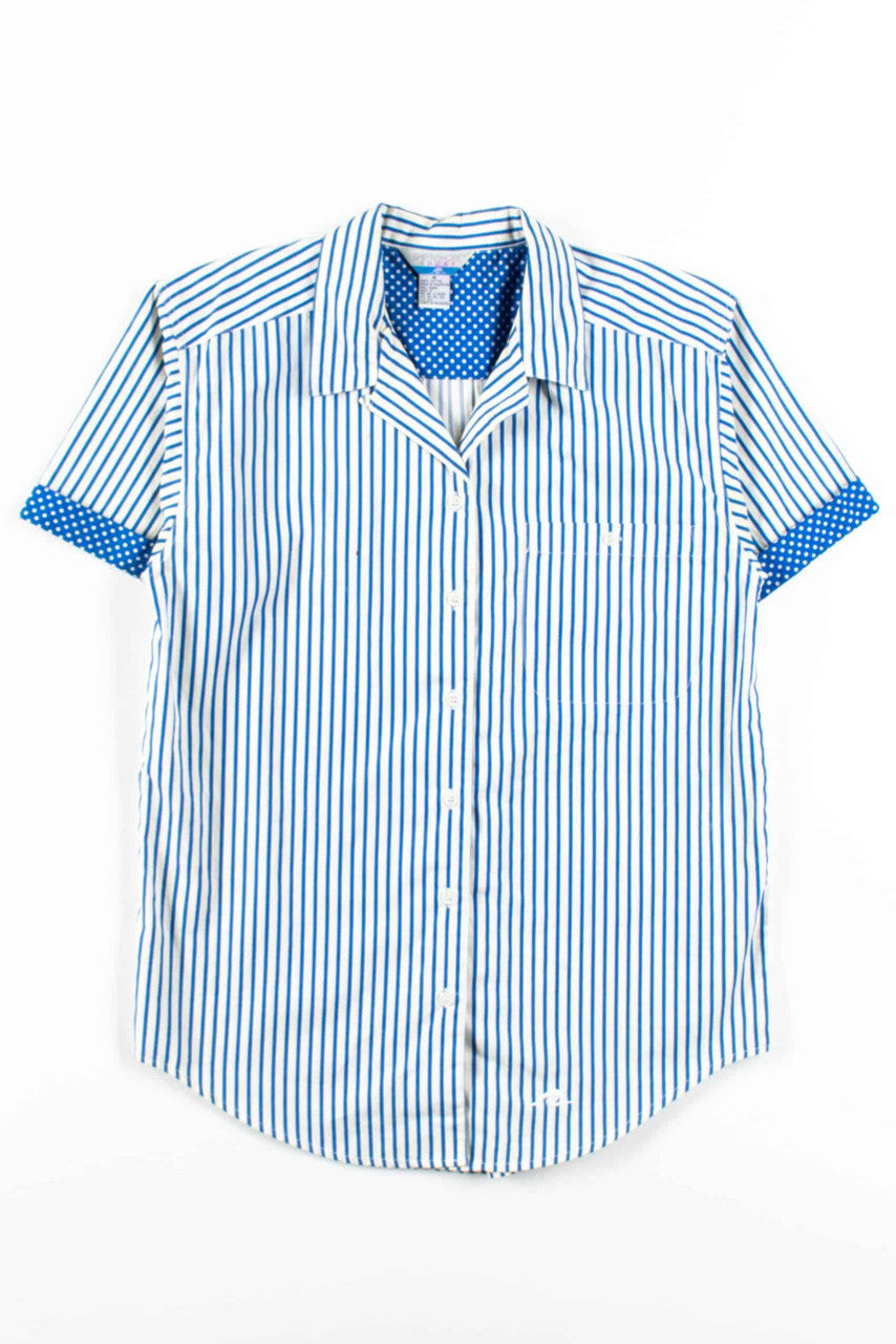 Blue Stripes & Polka Dots Button Up Shirt