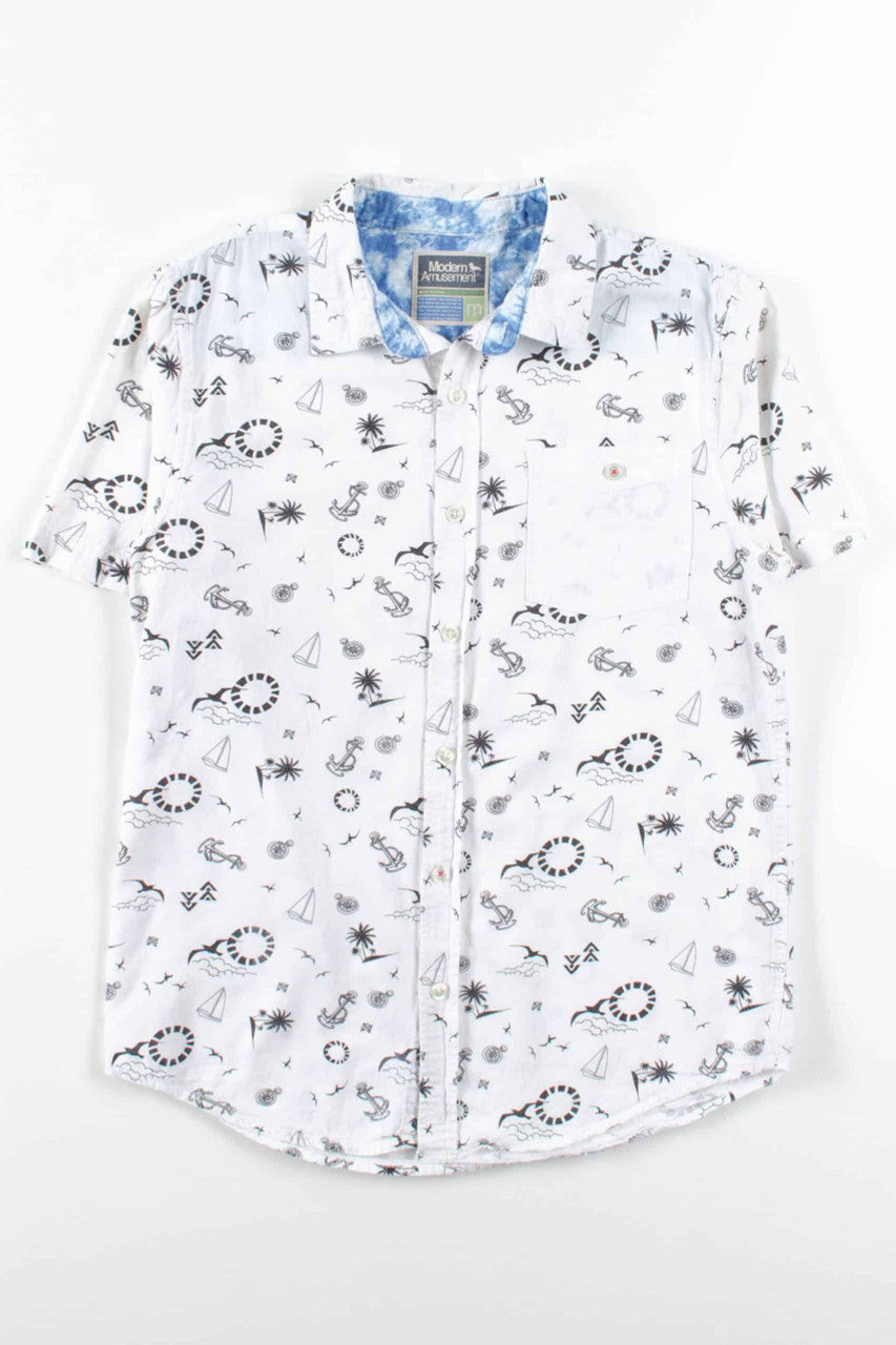 Nautical Print Button Up Shirt