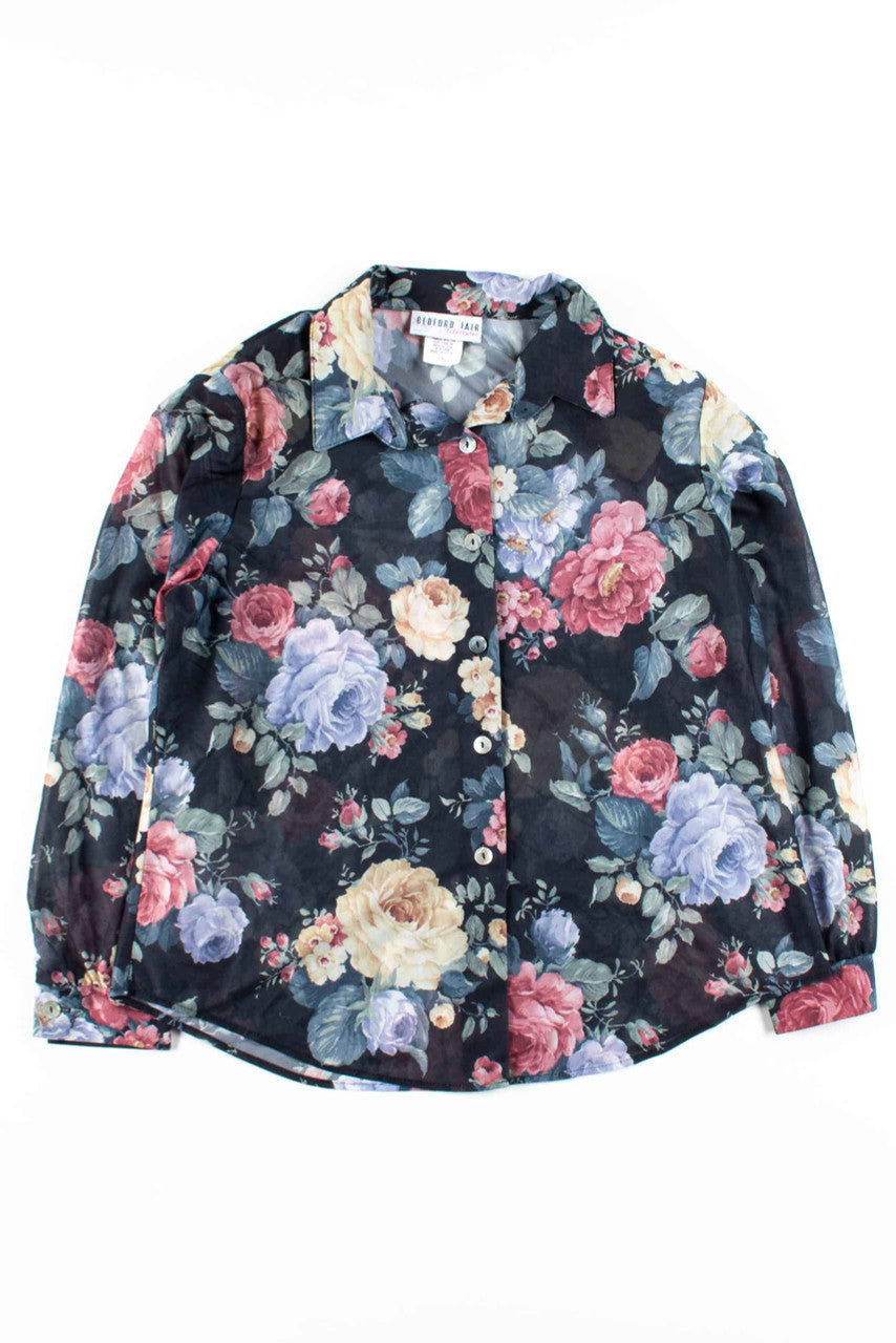 Floral Mesh Button Up Shirt