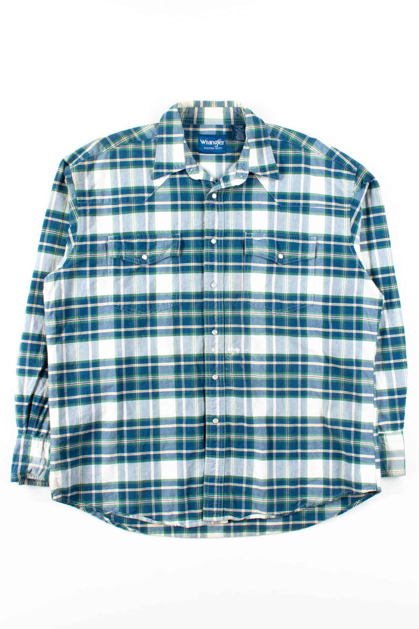 Green Plaid Wrangler Button Up Shirt
