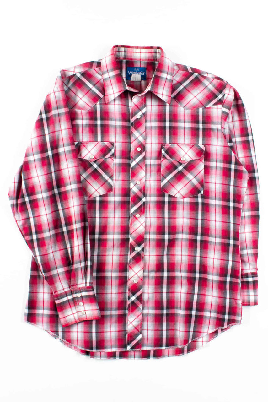 Red Plaid Wrangler Button Up Shirt