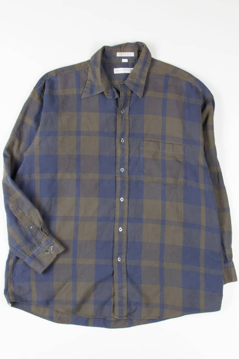 Grey & Blue Plaid Button Up Shirt