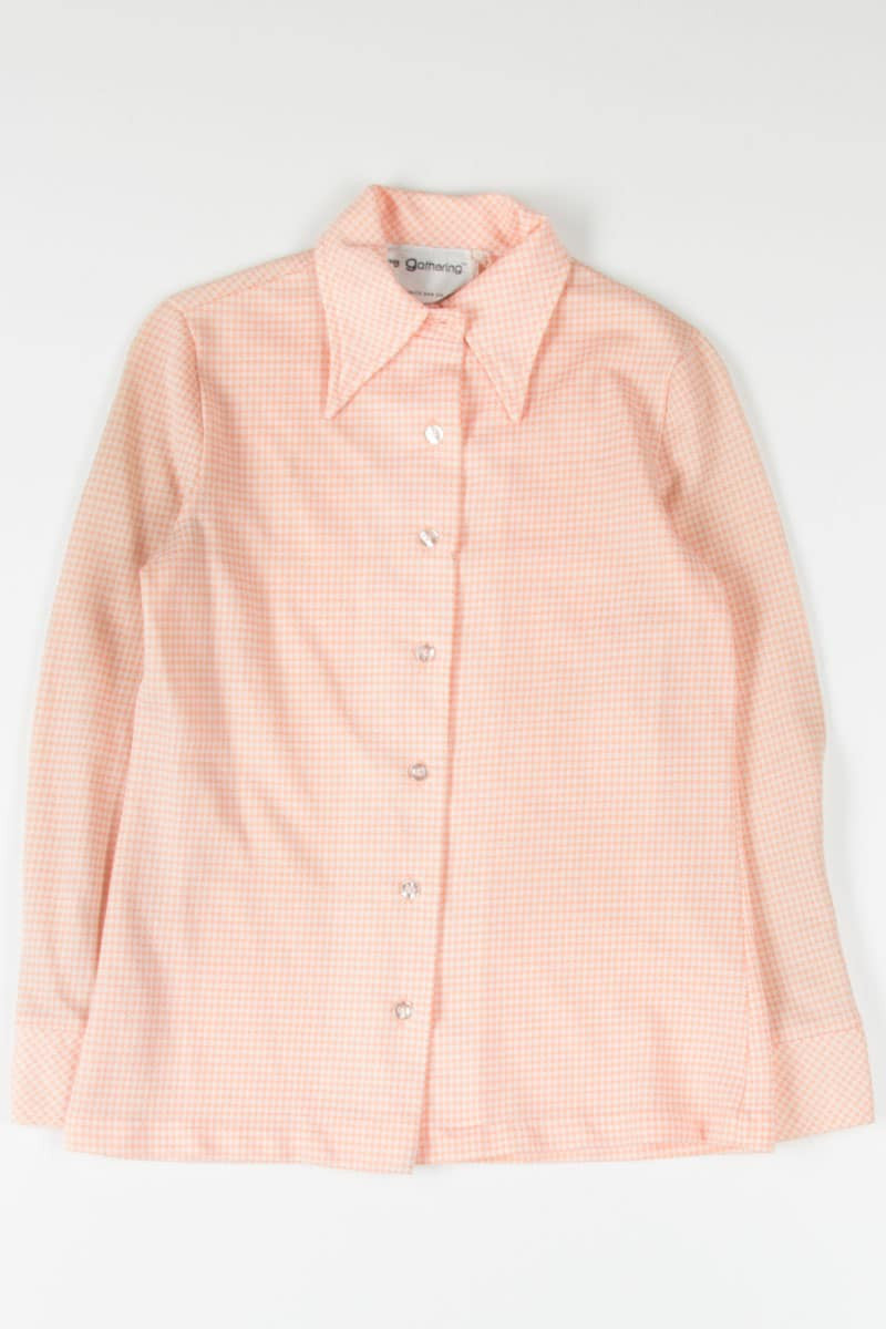 Peach Houndstooth Button Up Shirt