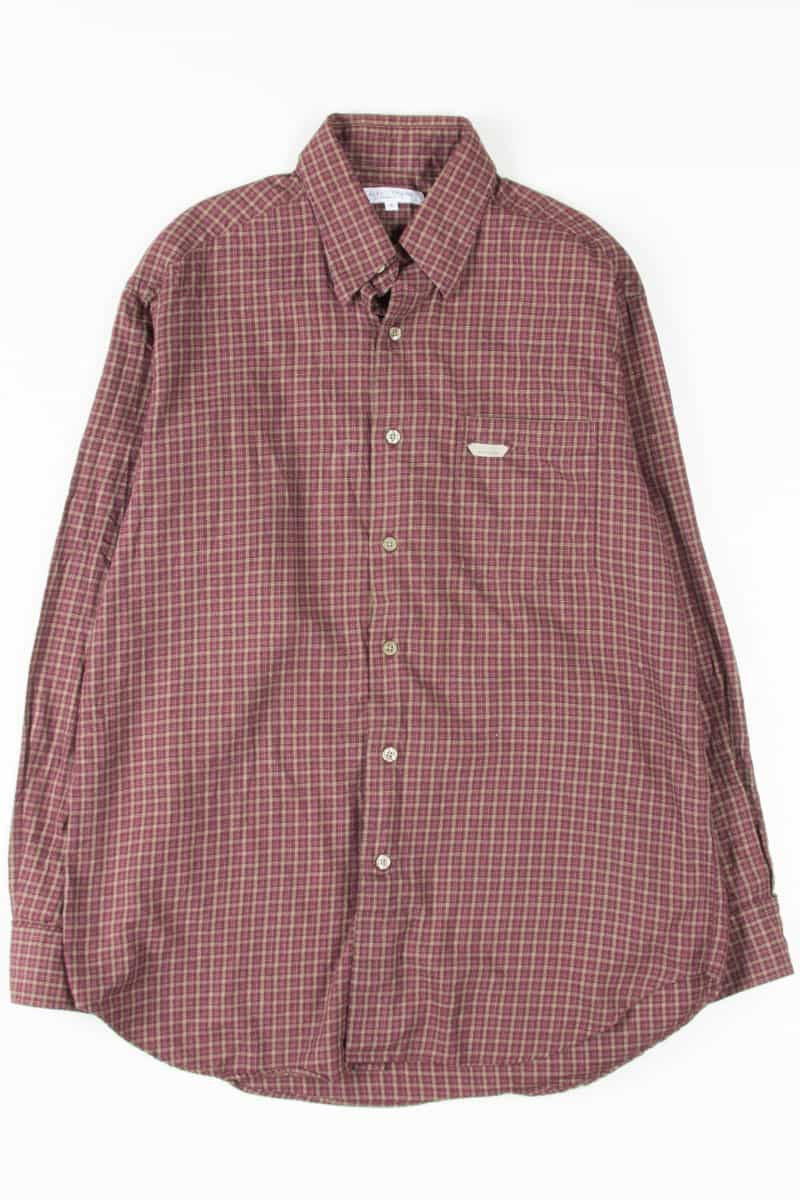 Burgundy Plaid Button Up Shirt 1