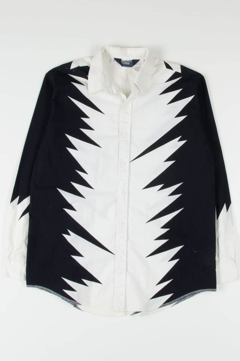 Vintage Western Black & White Zig Zag Button Up Shirt