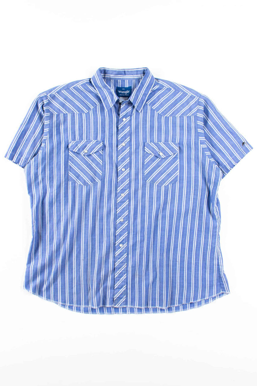Blue Striped Wrangler Button Up Shirt 1