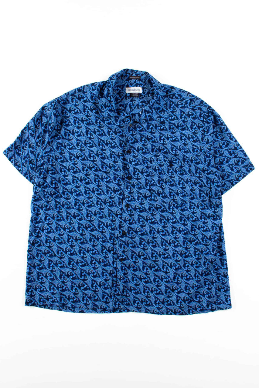 Blue Floral Swirl Button Up Shirt