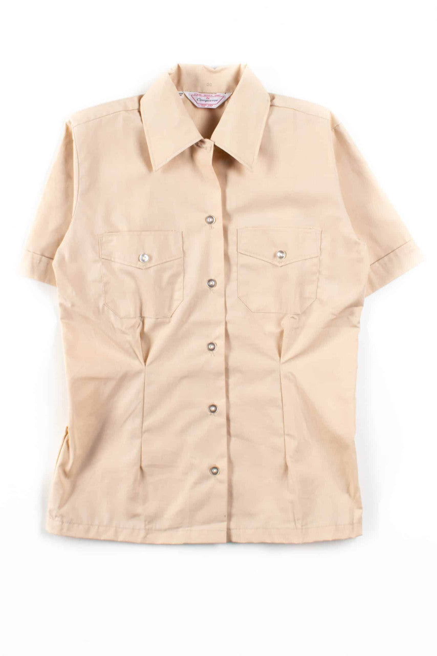 Tan Short Sleeve Button Up Shirt 2