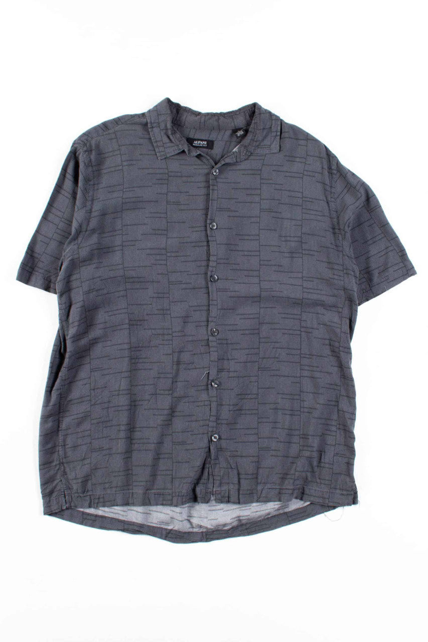 Grey Striped Rayon Button Up Shirt