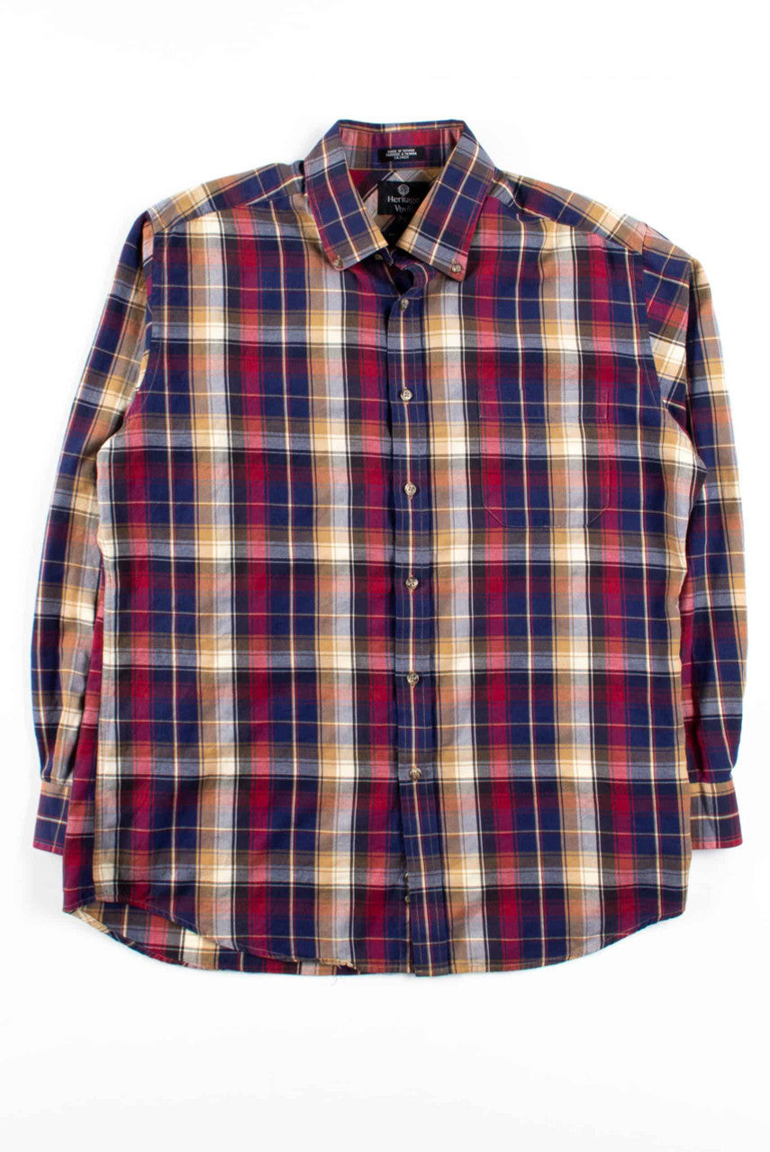Wool Blend Plaid Button Up Shirt