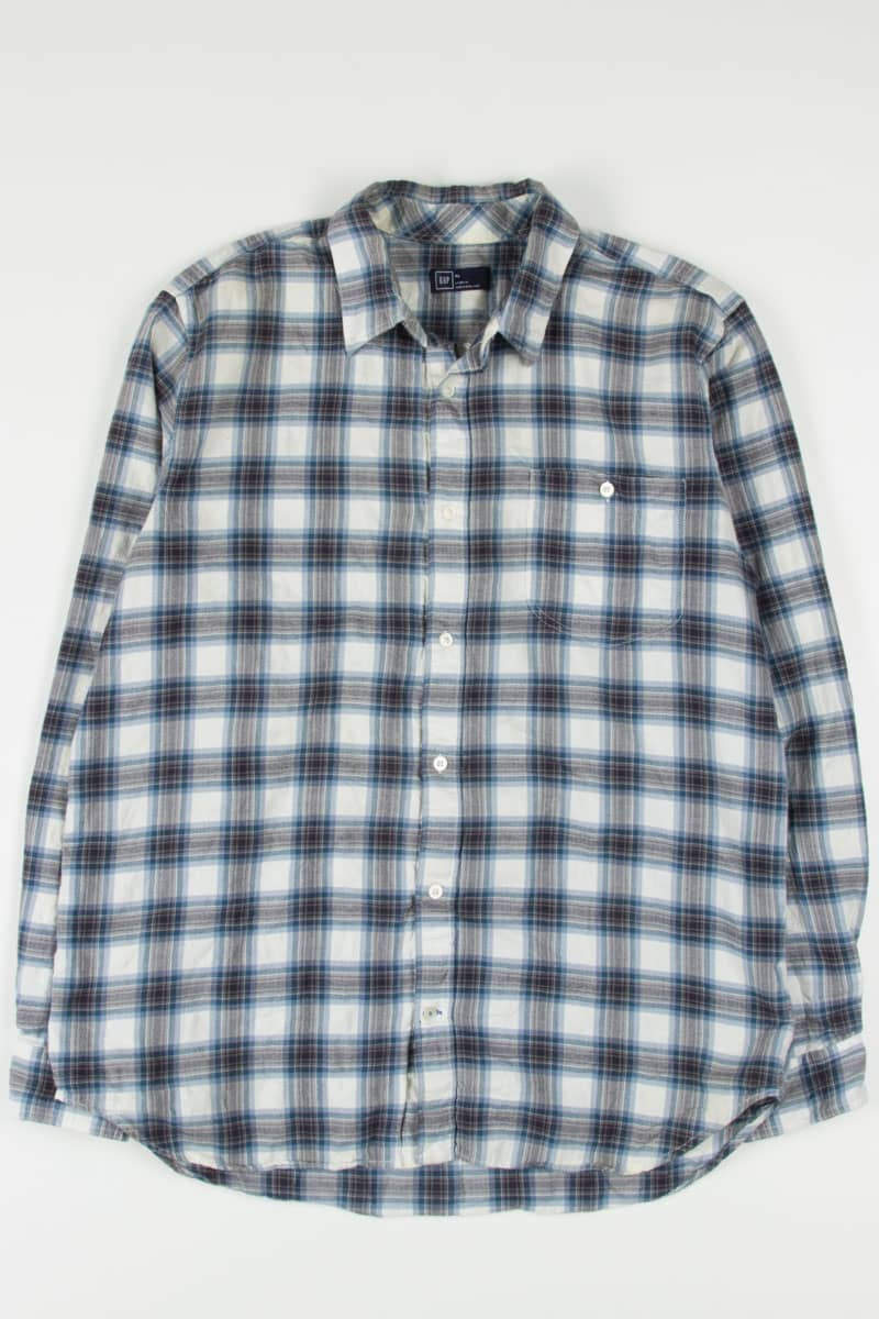 White Plaid Button Up Shirt 785