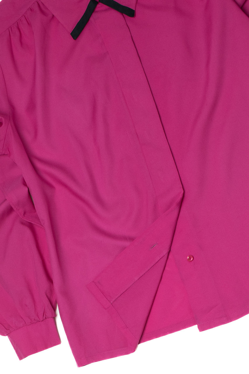 Vintage Silky Magenta Button Up Shirt