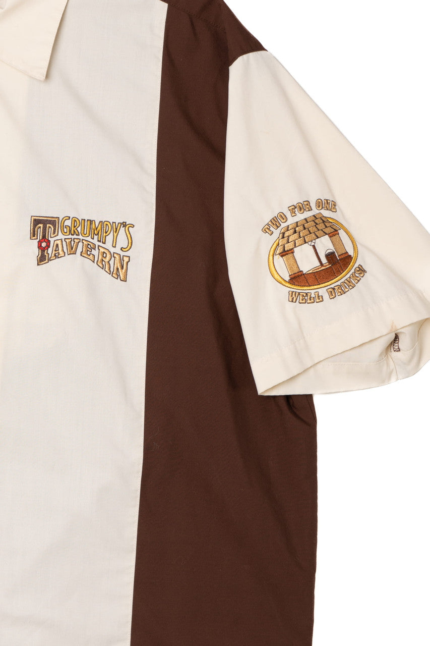 Recycled "Grumpy's Tavern" Embroidered Disneyland Resort Button Up Shirt