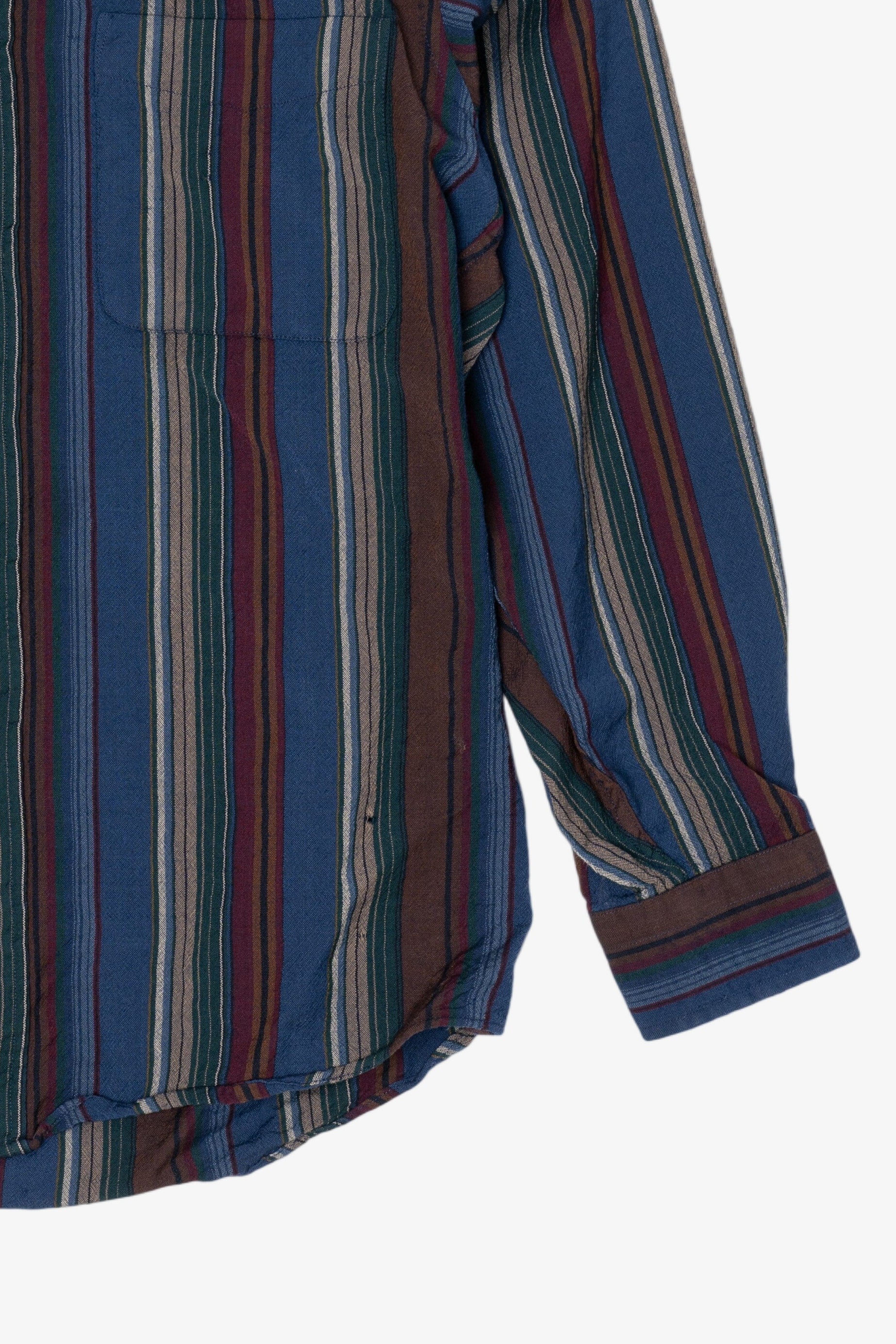 Vintage Distressed Navy Blue Pendleton Striped Button Up Shirt (1990s)