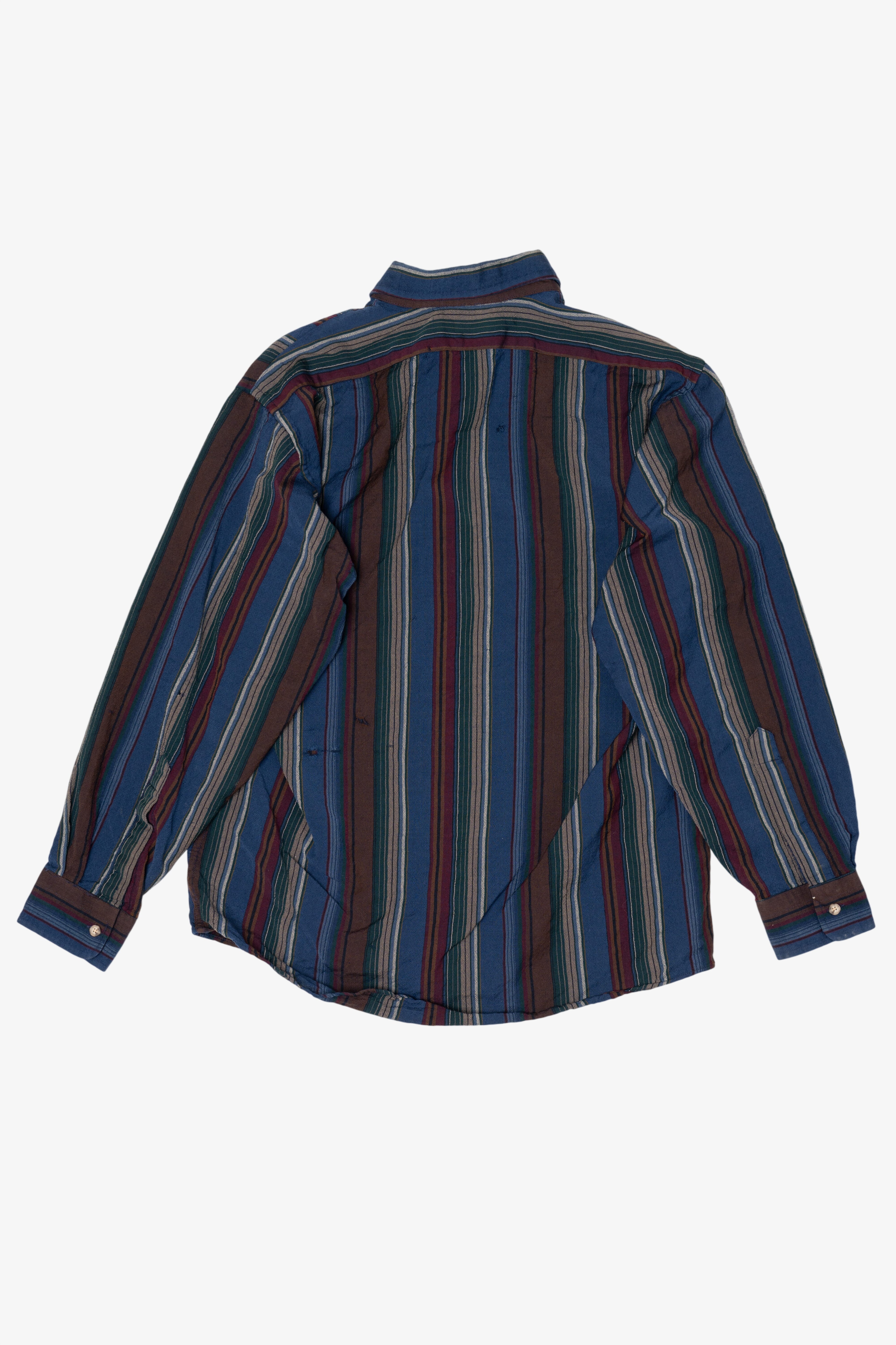 Vintage Distressed Navy Blue Pendleton Striped Button Up Shirt (1990s)