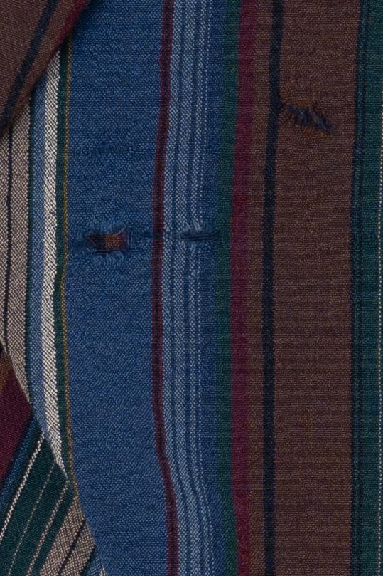 Vintage Distressed Navy Blue Pendleton Striped Button Up Shirt (1990s)