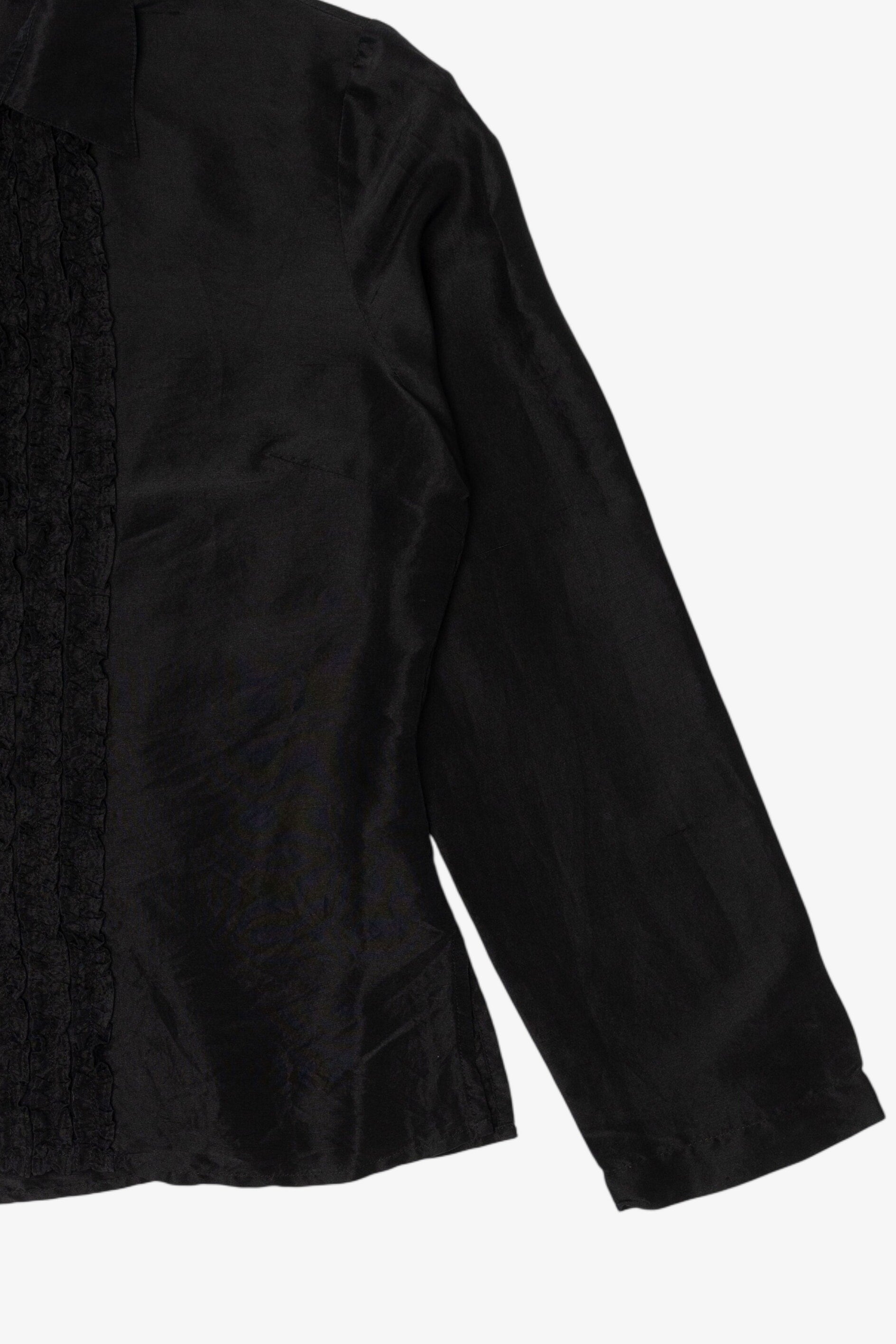 Vintage Black Yue Hera Ruffled Button Up Shirt (1990s)