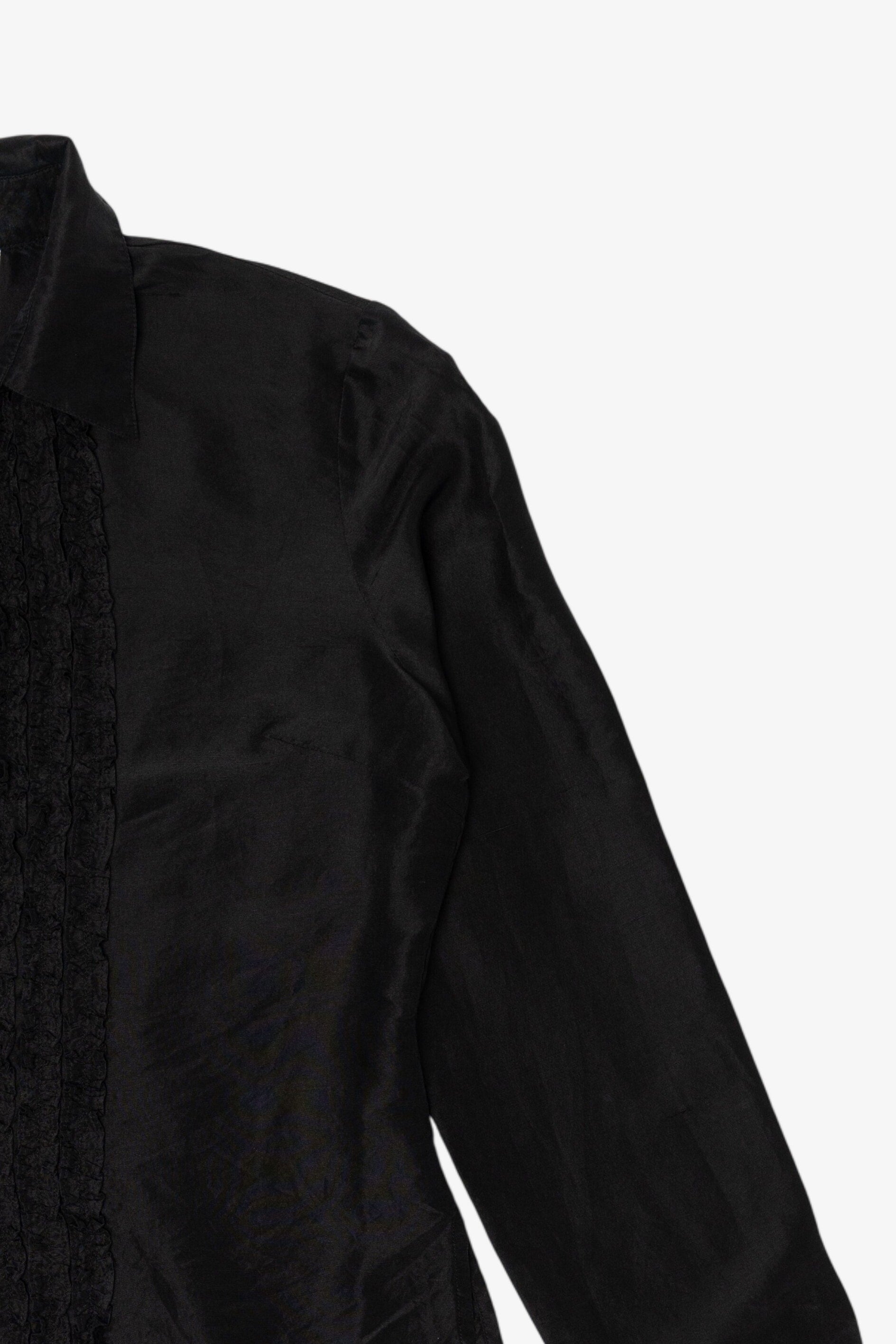 Vintage Black Yue Hera Ruffled Button Up Shirt (1990s)