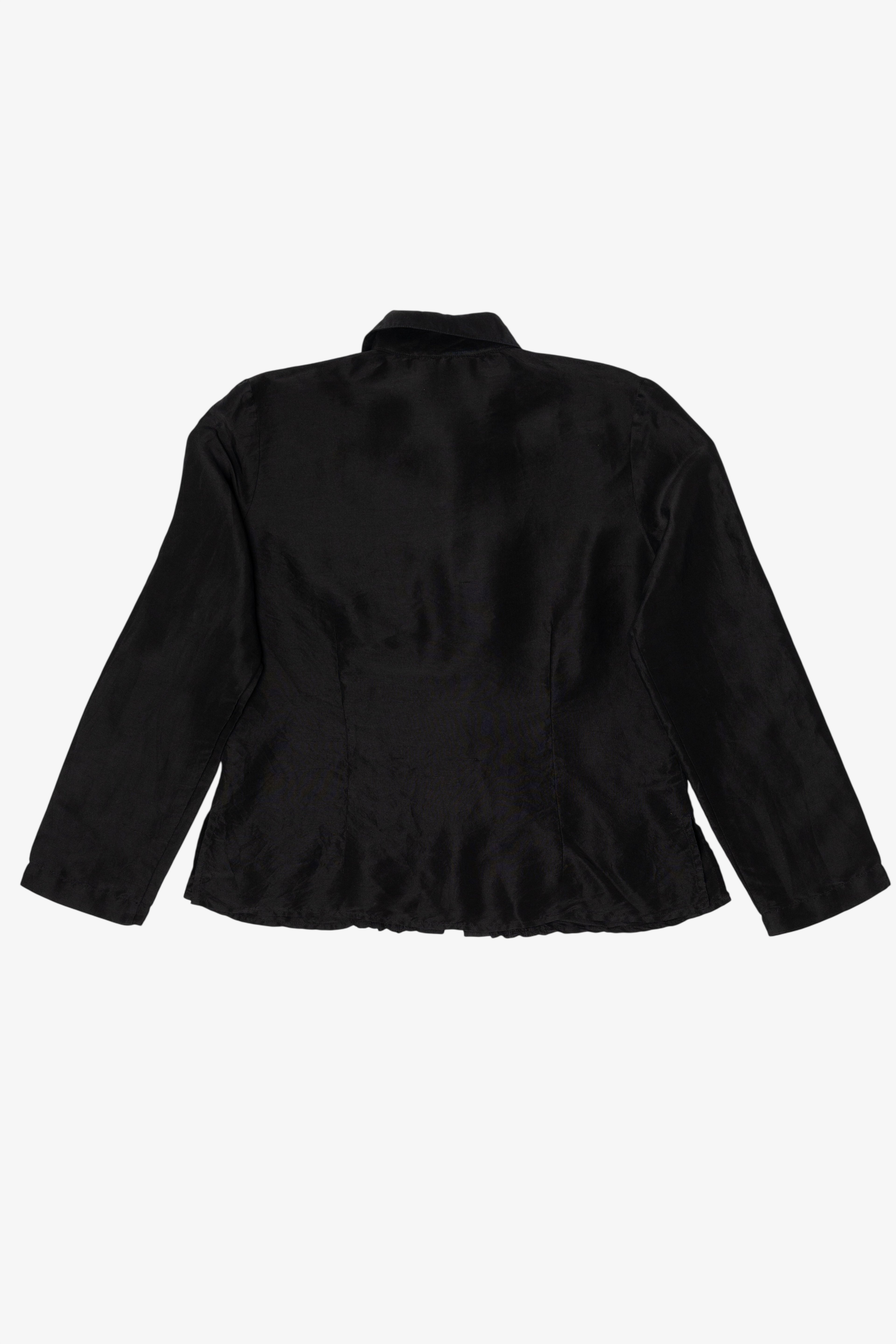 Vintage Black Yue Hera Ruffled Button Up Shirt (1990s)