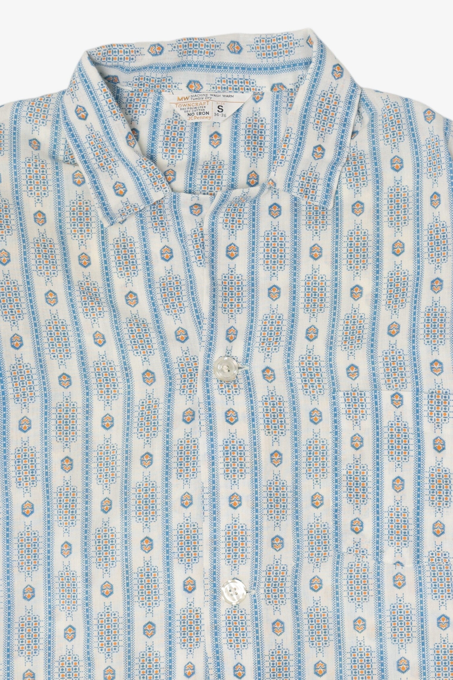 Vintage Blue And White Towncraft JC Penney Button Up Shirt (1970s)