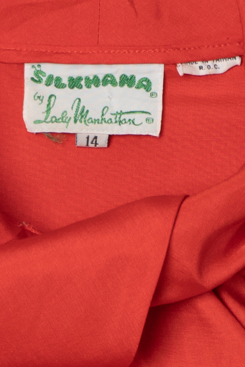 Vintage Tie Neck Silkhana by Lady Manhattan Button Up Shirt