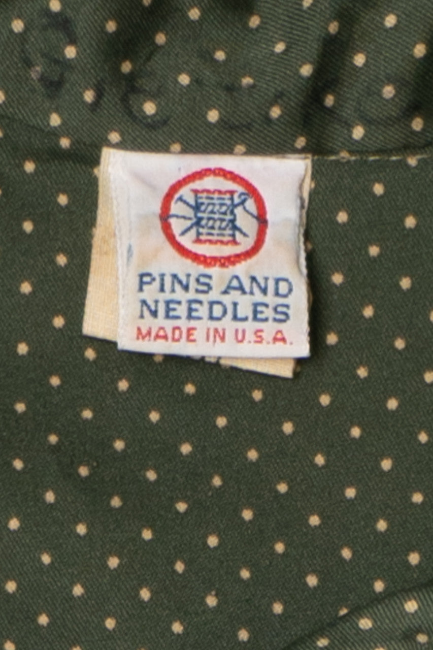 Vintage Swiss Dot Mock Neck Button Up Shirt