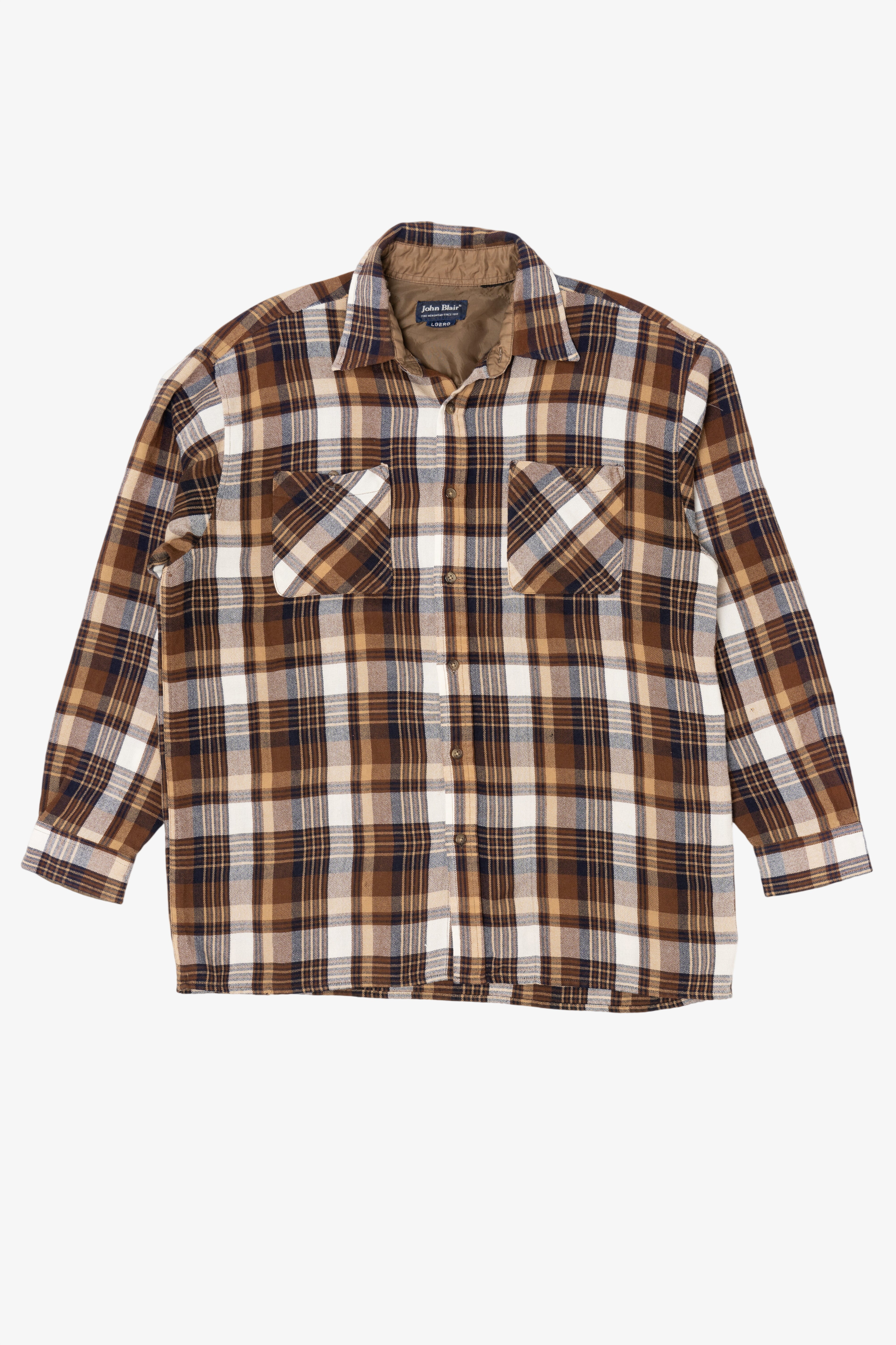 Vintage Brown John Blair Flannel Button Up Shirt (1990s)
