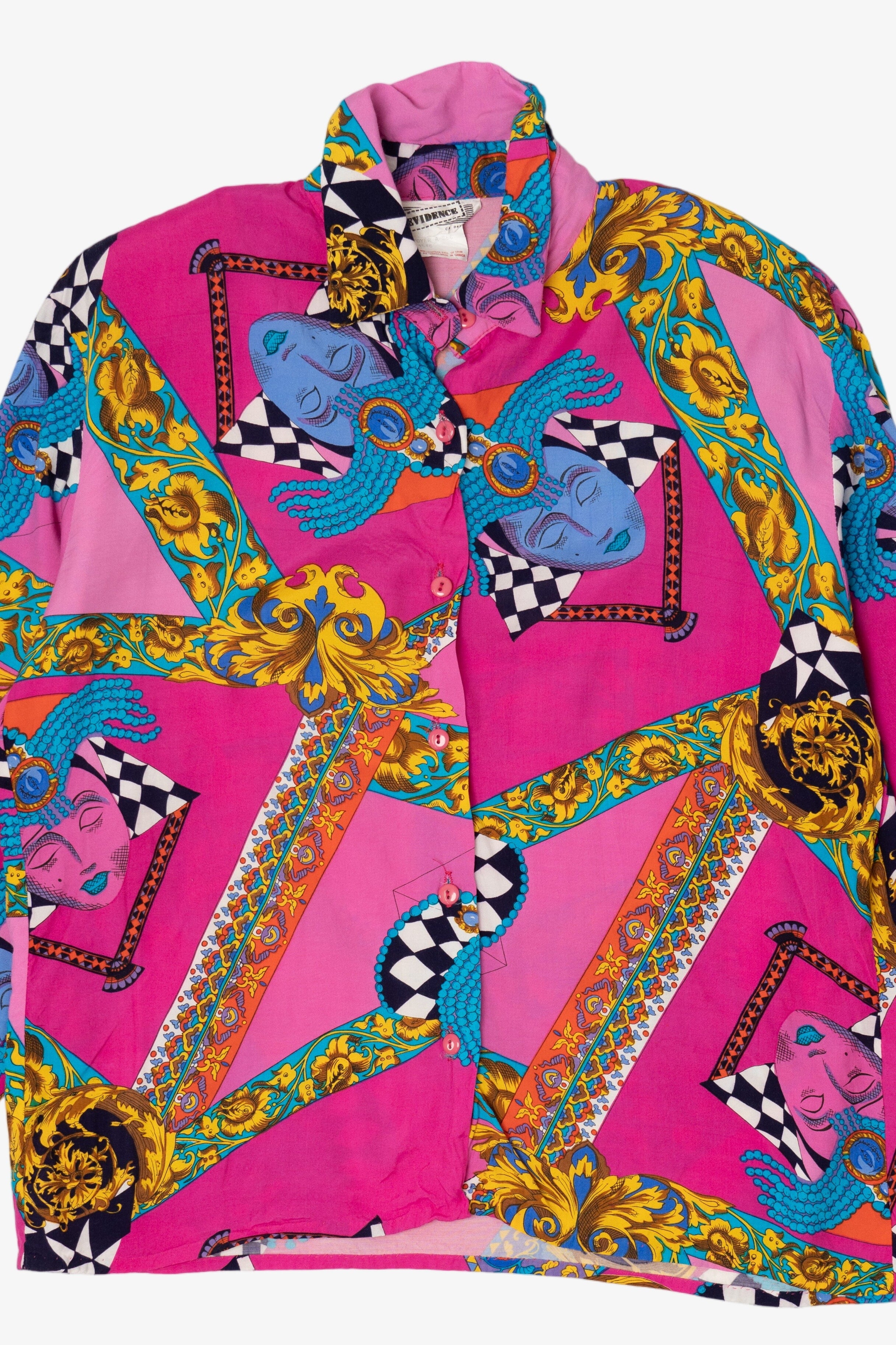 Vintage Pink Vibrant Evidence Button Up Shirt (1980s)