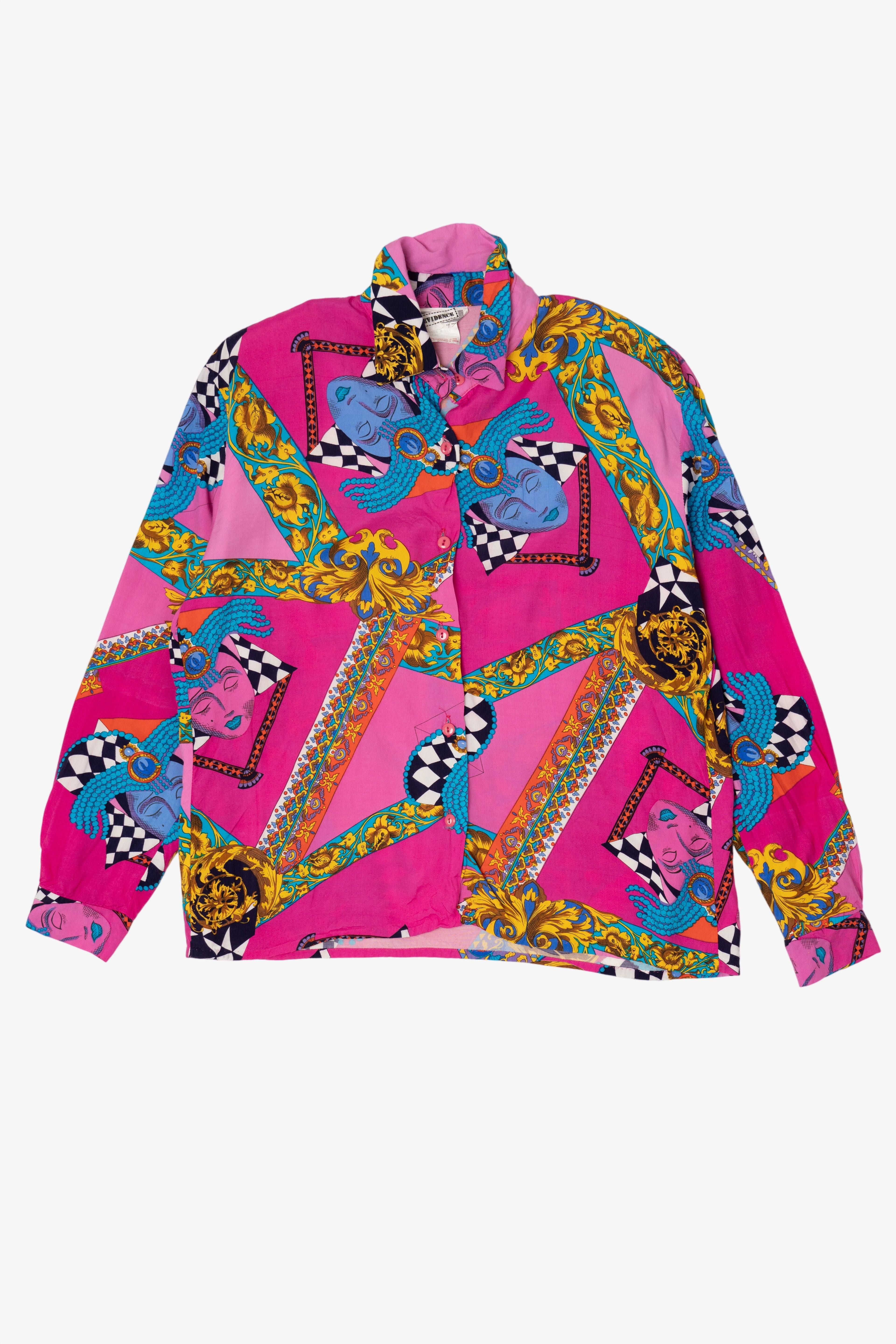 Vintage Pink Vibrant Evidence Button Up Shirt (1980s)