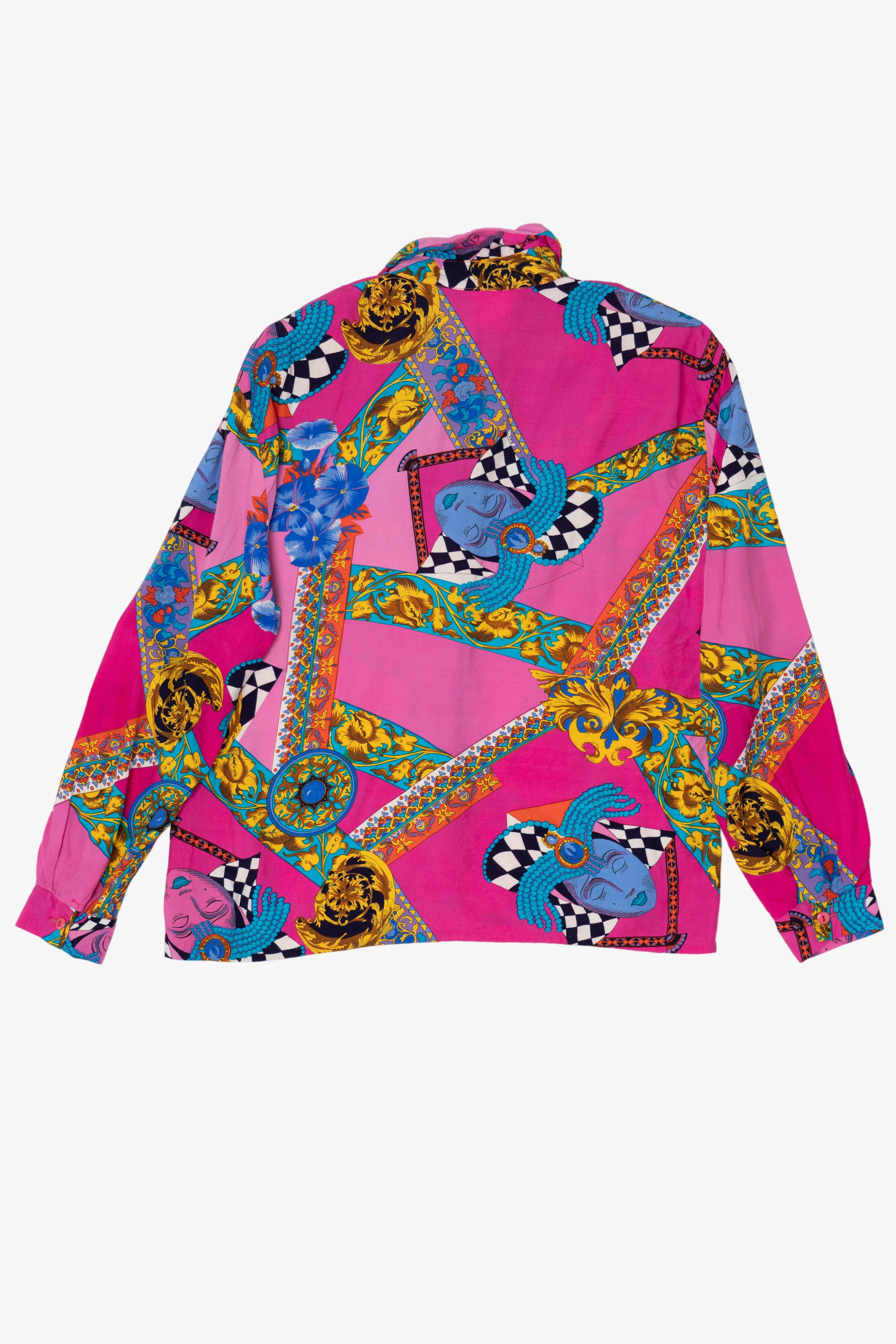 Vintage Pink Vibrant Evidence Button Up Shirt (1980s)