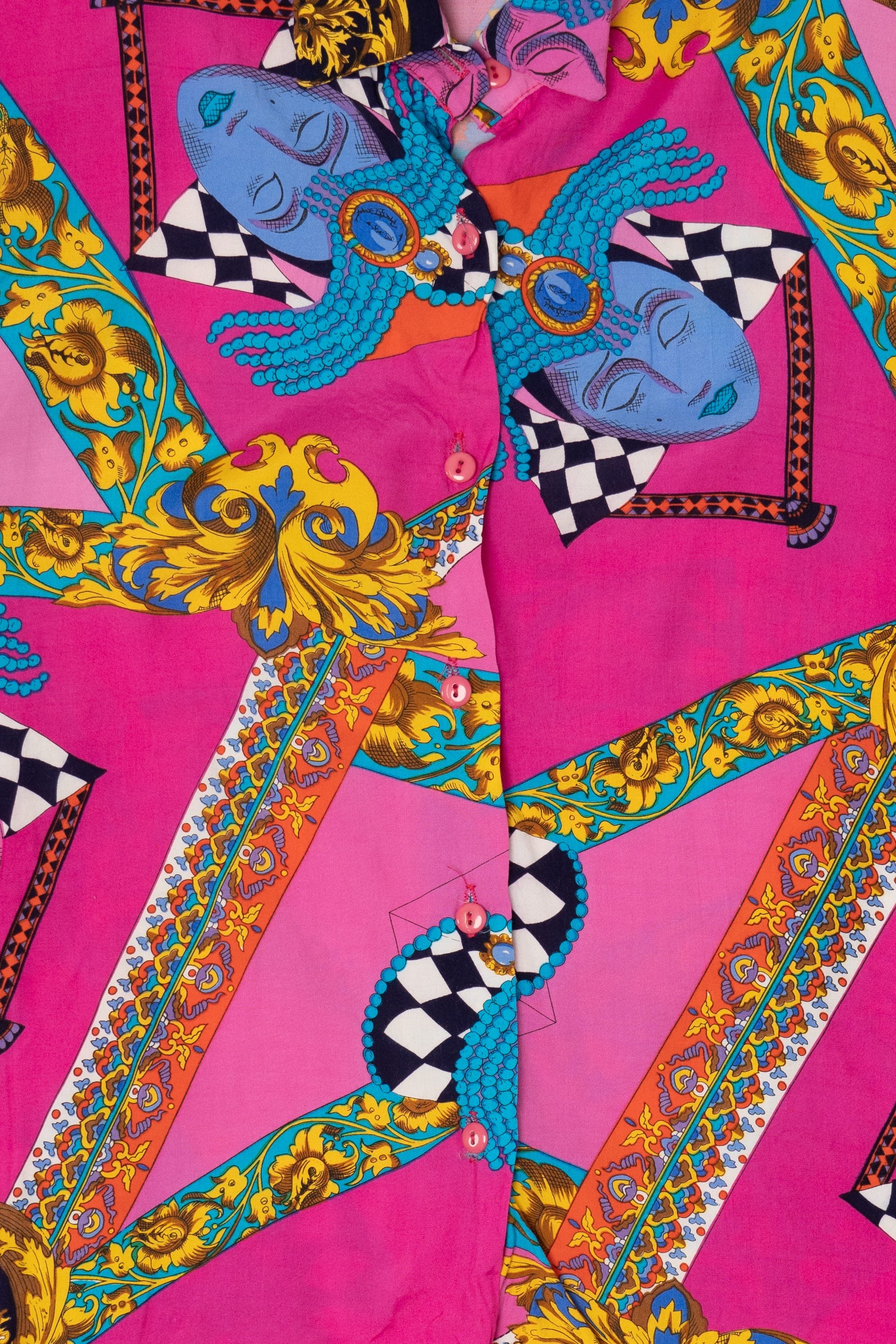 Vintage Pink Vibrant Evidence Button Up Shirt (1980s)