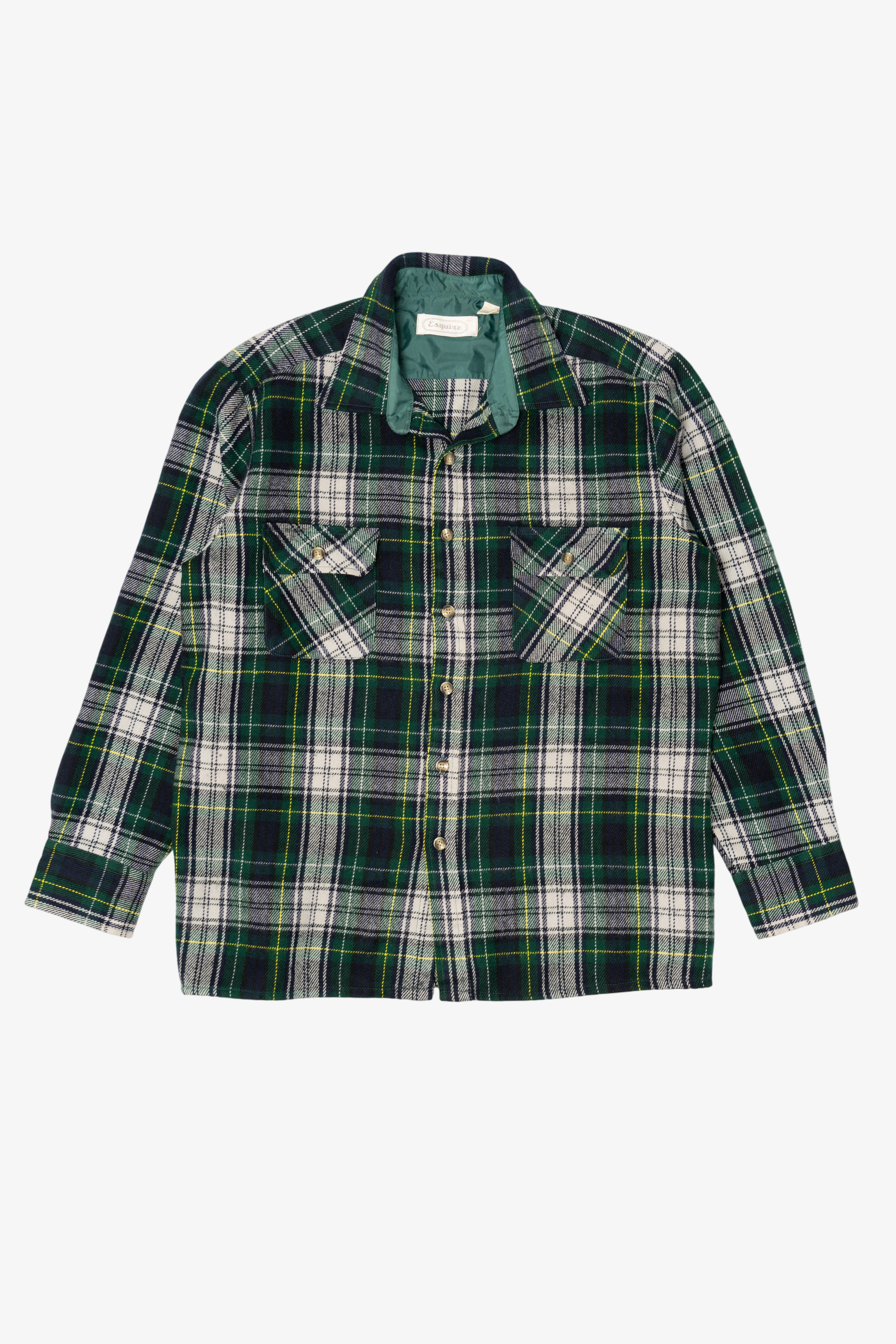 Vintage Dark Green Esquire Flannel Button Up Shirt (1990s)