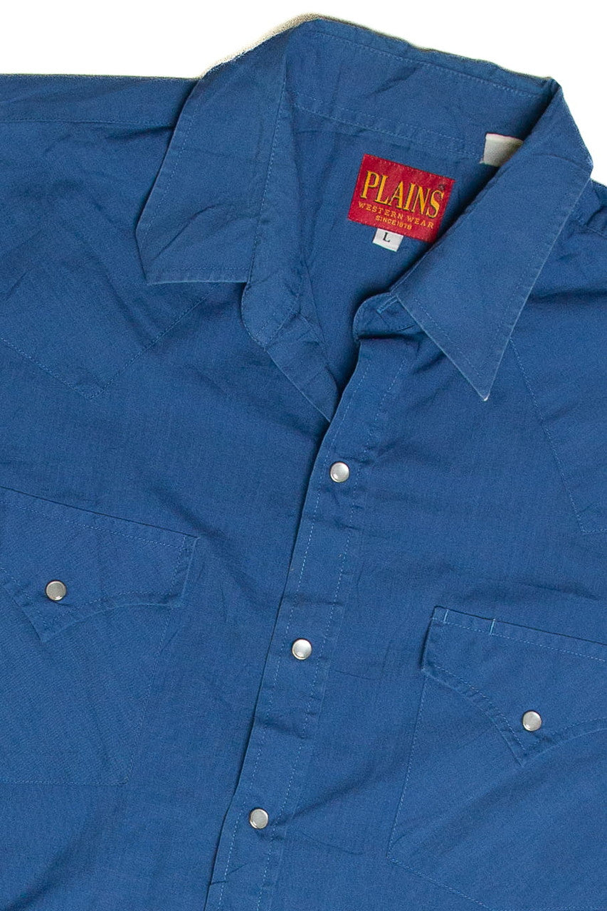 Vintage Plains Solid Blue Button Up Shirt
