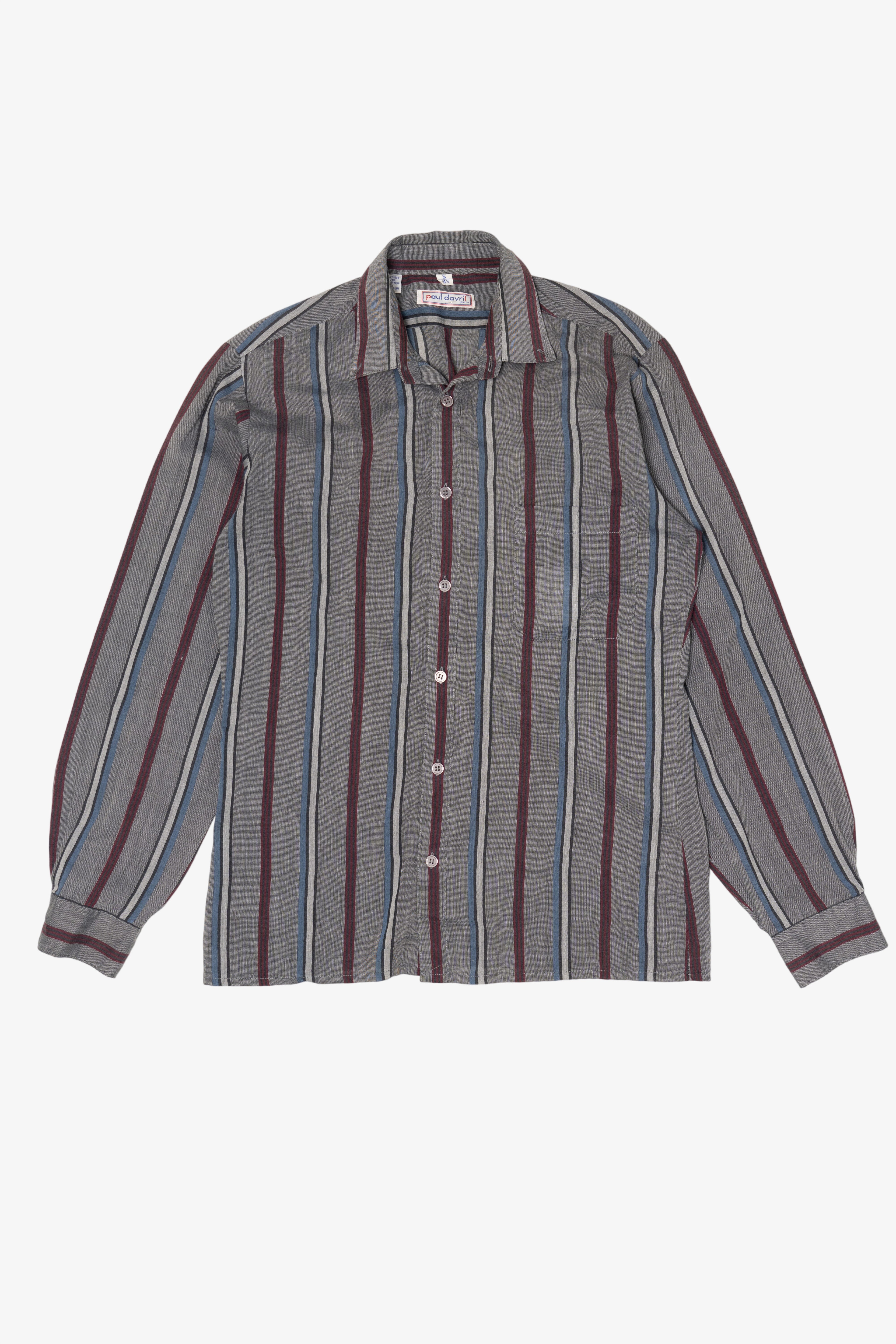 Vintage Gray Paul Dauril Striped Button Up Shirt (1990s)