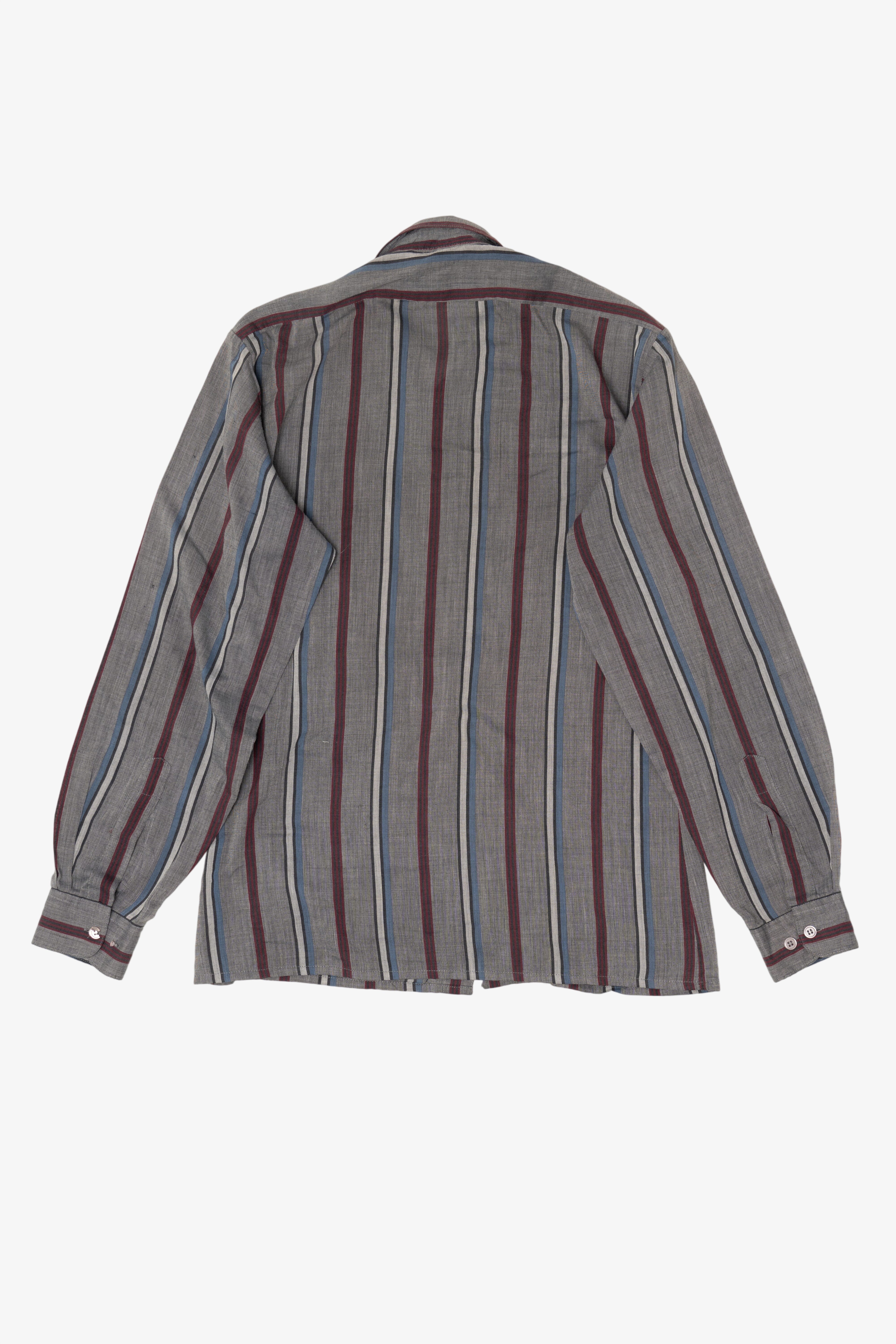 Vintage Gray Paul Dauril Striped Button Up Shirt (1990s)